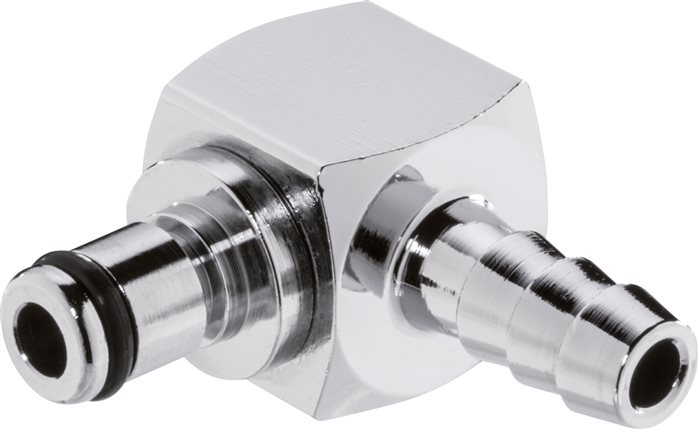 Exemplary representation: Angular coupling plug with grommet, chrome-plated brass