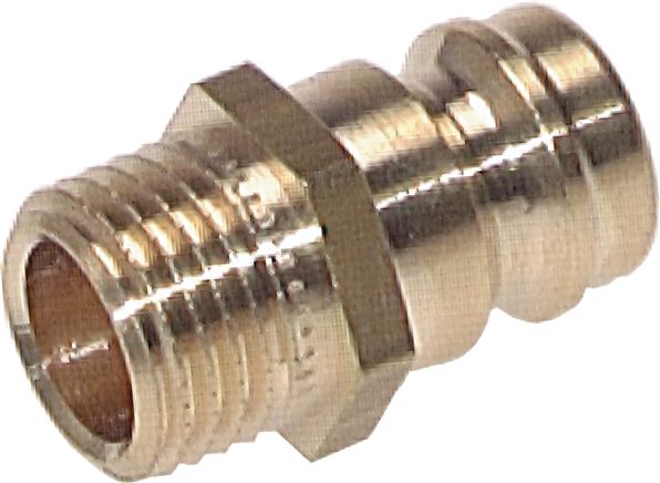 Exemplary representation: Coupling plug, straight male thread, without valve, brass