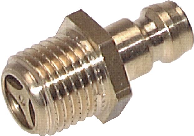 Exemplary representation: Coupling plug, straight male thread with valve, brass
