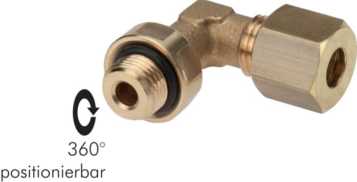 Zgleden uprizoritev: Angular screw-in fitting, positionable with cylindrical male thread, brass