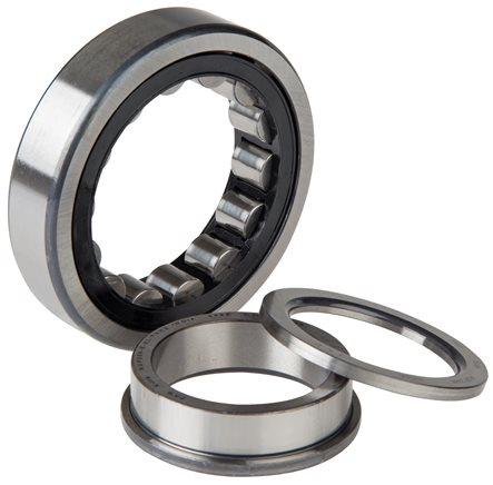 Zgleden uprizoritev: Cylindrical roller bearing DIN 5412, NUP (outer ring has two ribs, inner ring has a rib on one side and a cover disc on the other)