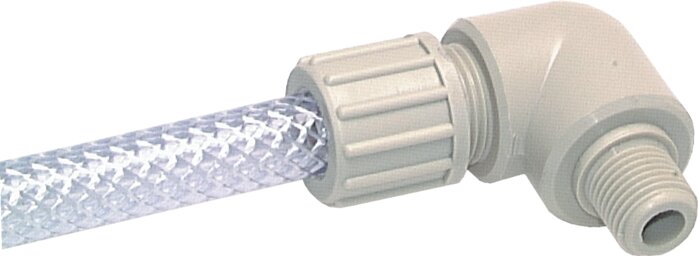 Zgleden uprizoritev: Angular screw-in fitting for fabric hose TX, cylindrical thread, polypropylene