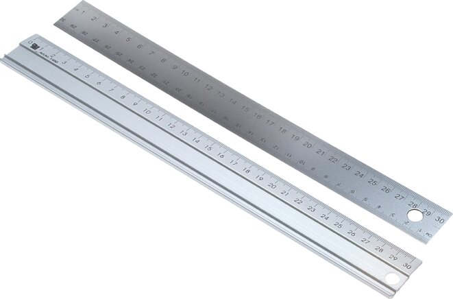 Exemplary representation: Steel and aluminium rulers