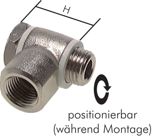 Voorbeeldig Afbeelding: Hoek-slangschroefverbinding met cilindrische binnenschroefdraad (holle schroef), messing vernikkeld