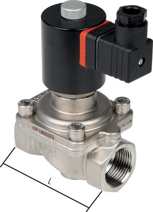 Exemplary representation: 2/2-directional stainless steel solenoid valve (positively operated)