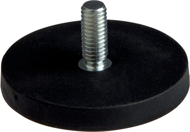 Exemplary representation: Rubberised Neodymium-magnet with male thread