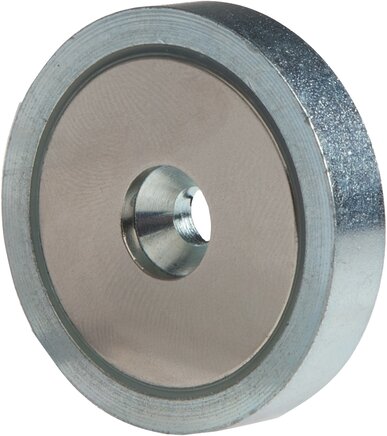 Exemplary representation: Neodymium pot magnet with conical recess