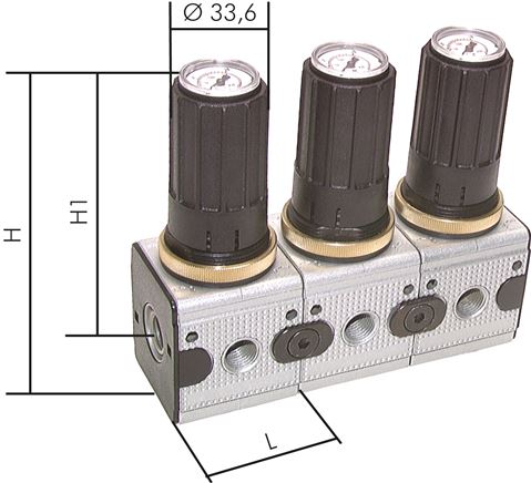 Toepassingsvoorbeeld: Drukregelaar met doorlopende drukverzorging  - Multifix, drievoudige koppeling