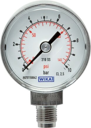 Exemplary representation: Vertical pressure gauge, stainless steel