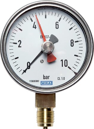 Exemplary representation: Vertical pressure gauge with drag indicator option