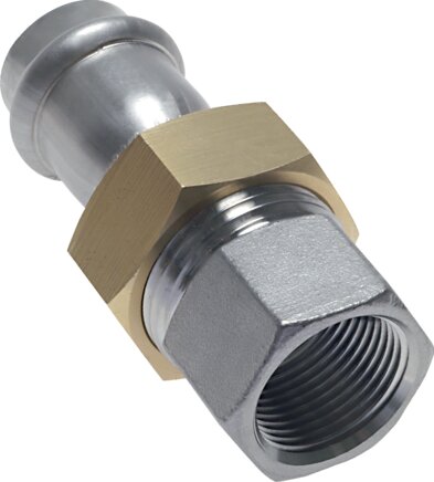 Exemplary representation: Separable screw connection, flat-sealing with internal press end & female thread stainless steel