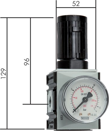 Principskitse: Trykregulator og præcisionstrykregulator - Futura-serie 1