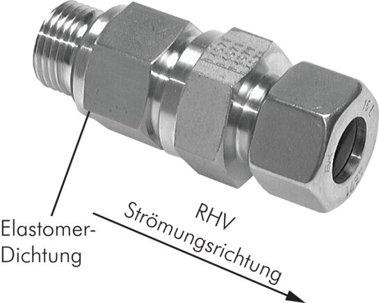> Rohr Ö-Druck 1bar AG Stahl verz Gew Rückschlagventil Schneidringanschluss 
