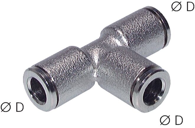 Exemplarische Darstellung: T-Steckverbinder, Baureihe C, Messing vernickelt