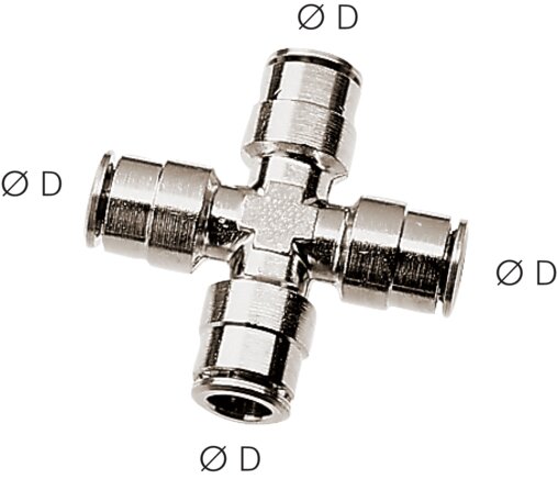 Zgleden uprizoritev: Cross connector, nickel-plated brass