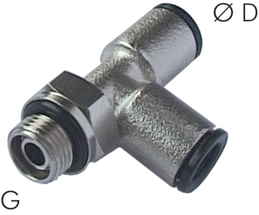 Exemplary representation: LE screw-in push-in fitting with cylindrical thread (positionable), Topline series, nickel-plated brass