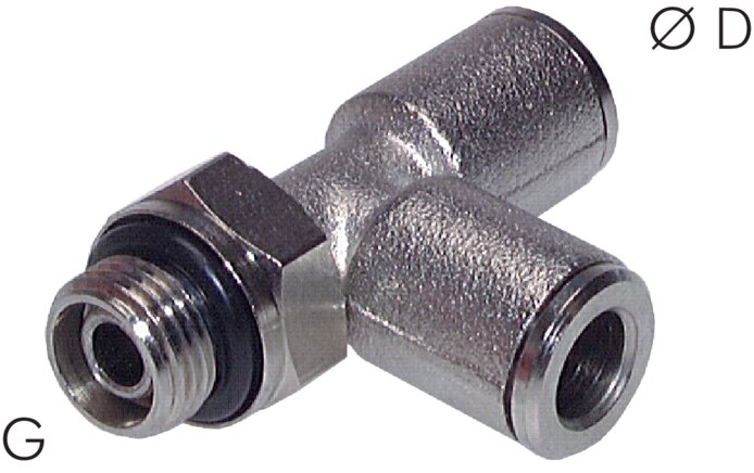 Exemplary representation: LE screw-in push-in fitting with cylindrical thread (positionable), series C, nickel-plated brass