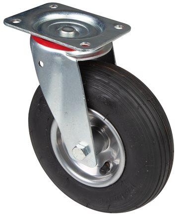 Principskitse: Hjul med pneumatiske dæk (drejeligt hjul)