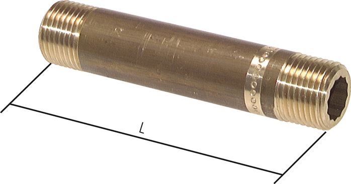Zgleden uprizoritev: Pipe double nipple similar to EN 10241, brass