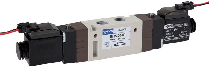 Exemplary representation: 5/2-way solenoid pulse valve with rectangular plug SY100