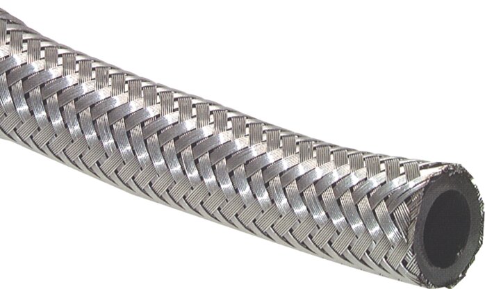 Exemplary representation: Silver hose with stainless steel wire braiding