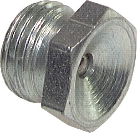 Principskitse: Lige tragtformet smørenippel i henhold til DIN 3405 A (galvaniseret stål)