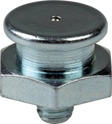 Detaljevisning: Flad smørenippel i henhold til DIN 3404 (galvaniseret stål)