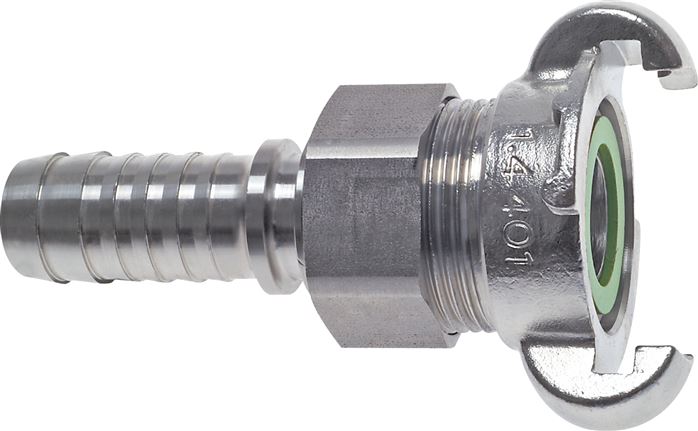 Principskitse: Sikkerhedskompressorkobling med slangestuds, 16 bar 1.4401, NBR-tætning