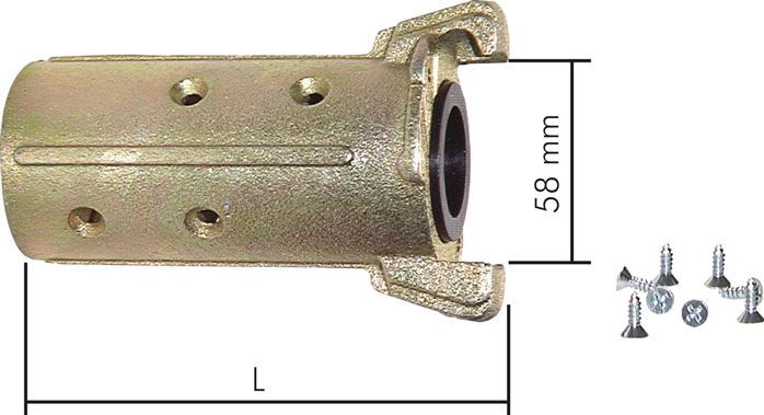Exemplary representation: Sand steel coupling with hose connection, galvanised malleable cast iron