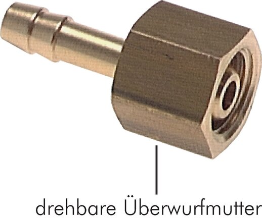 Exemplarische Darstellung: Schauchtülle mit Überwurfmutter, 16 bar Messing