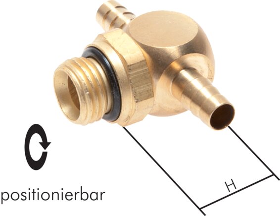 Exemplary representation: Swivelling T-push-in fitting for PU, PUN and PA hose, brass