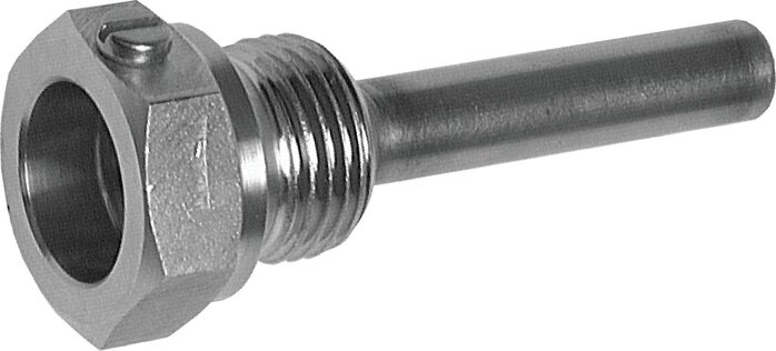 Exemplary representation: Thermowell with clamping screw for bimetal thermometer, for screwing in