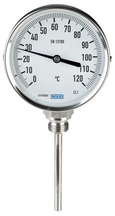 Exemplary representation: Bimetal thermometer vertical without thermowell, industrial version