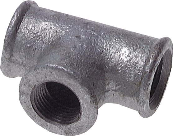 Exemplary representation: Tee with female thread (cast), galvanised malleable cast iron, type 130/B1