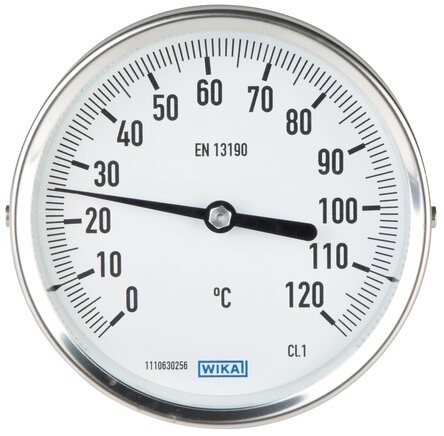 Voorbeeldig Afbeelding: Bimetalen thermometer horizontaal zonder bescherming - industrie-uitvoering
