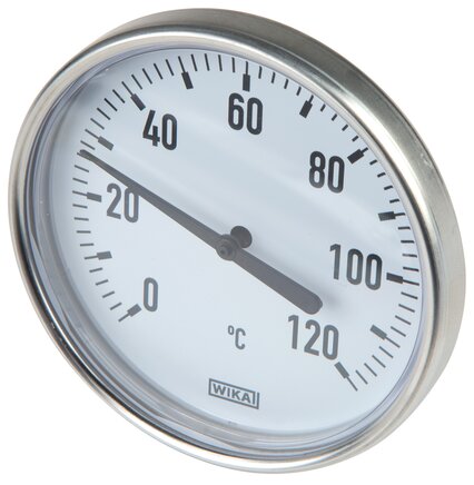 Voorbeeldig Afbeelding: Bimetalen thermometer horizontaal met aluminium behuizing en Cu-beschermingsbuis