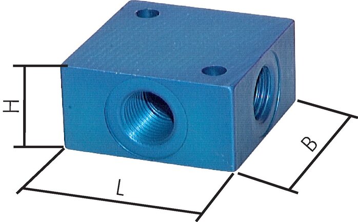 Exemplaire exposé: Bloc de distribution 3 voies, 4 voies, aluminium