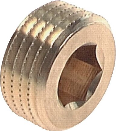 Zgleden uprizoritev: Closing plug with hexagon socket without collar, brass