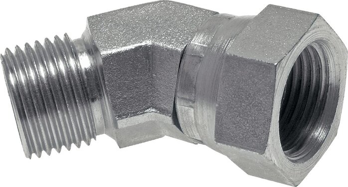 Exemplary representation: 45° elbow fitting with G-thread (60° universal sealing cone, f/m), 1.4571