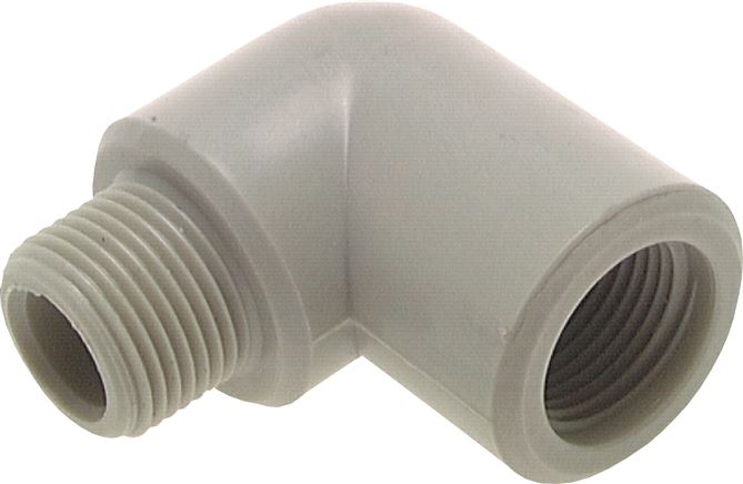Exemplary representation: 90° screw-in angle with female & male thread, polypropylene