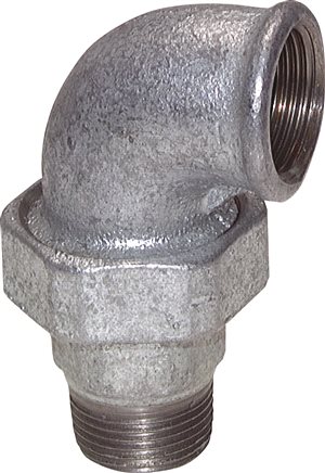 Voorbeeldig Afbeelding: Hoekschroefverbinding met binnen- en buitenschroefdraad, conisch afdichtend, getemperd gietijzer