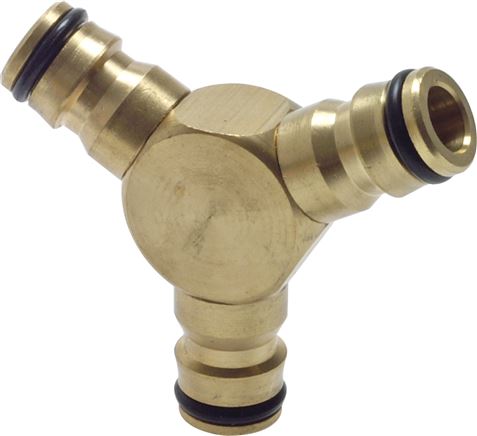 Exemplary representation: Coupling plug (Y-coupling connector), brass, without ball valve