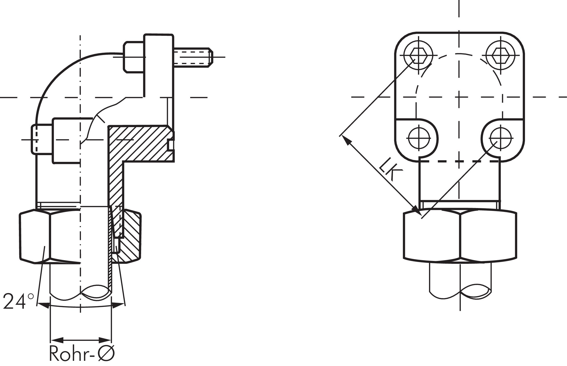 Winkel Flanschverschraubung Quadratisch PARKER BFW 15-L/LK-35  Hydraulik #HV1# 