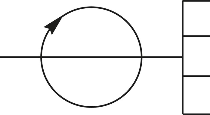 Schematic symbol: Rotary distributor, 4-way