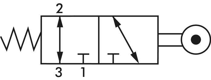 Schaltsymbol: 3/2-Wege Rollenhebelventil (G 1/4")