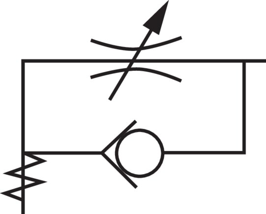 Schaltsymbol: Drosselrückschlagventil (zuluftregelnd - A)