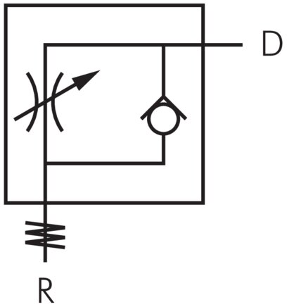 Schaltsymbol: Drosselrückschlagventil (abluftregelnd)