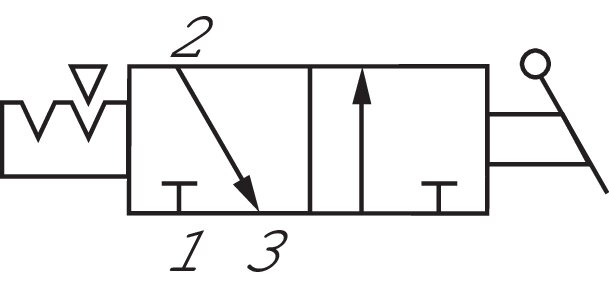 Schematic symbol: 3/2-Wege-Kipphebelventil