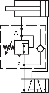 Skiftesymbol: Indsats fortryksafhængig differenstrykregulator