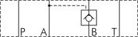 Symbol przelaczania: Zwalniany zawór zwrotny (B)